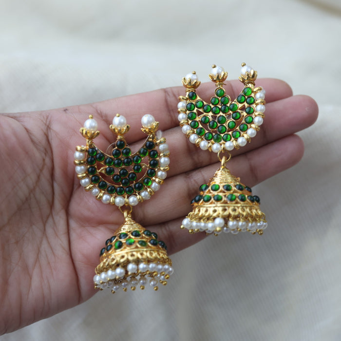 Antique green stone jumka earrings AJ533