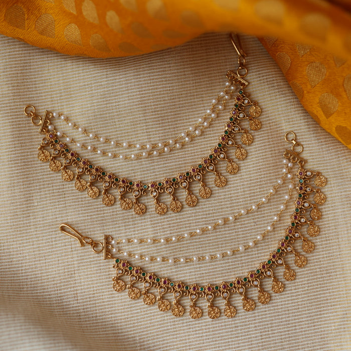 Antique layer gold and pearl mattal ear accessories AM2399
