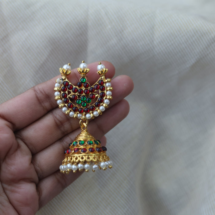 Antique ruby green stone jumka earrings  AJ8662