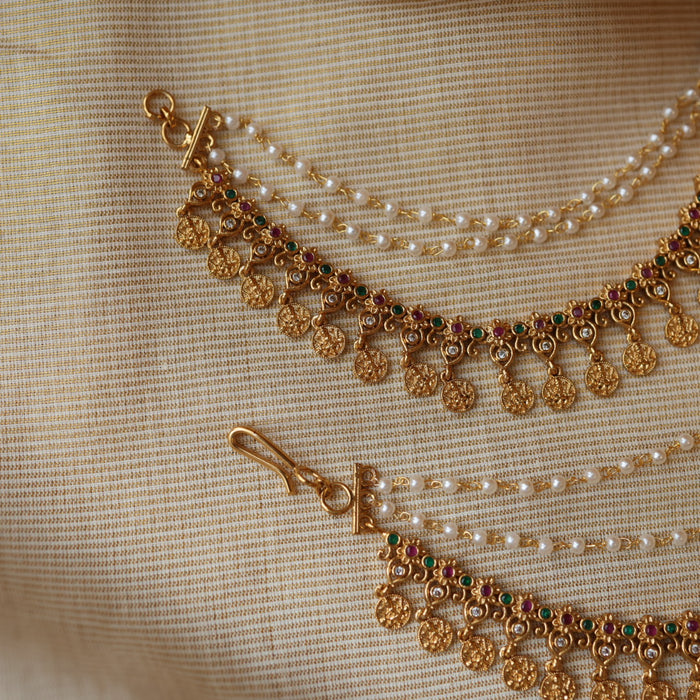 Antique layer gold and pearl mattal ear accessories AM2399