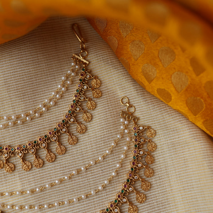 Antique layer gold and pearl mattal ear accessories AM2399