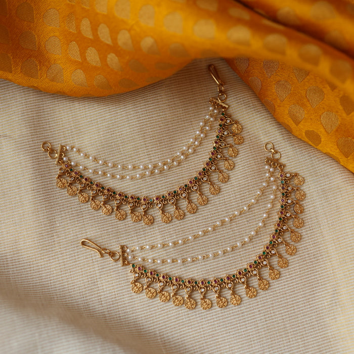 Antique layer gold and pearl mattal ear accessories AM2399