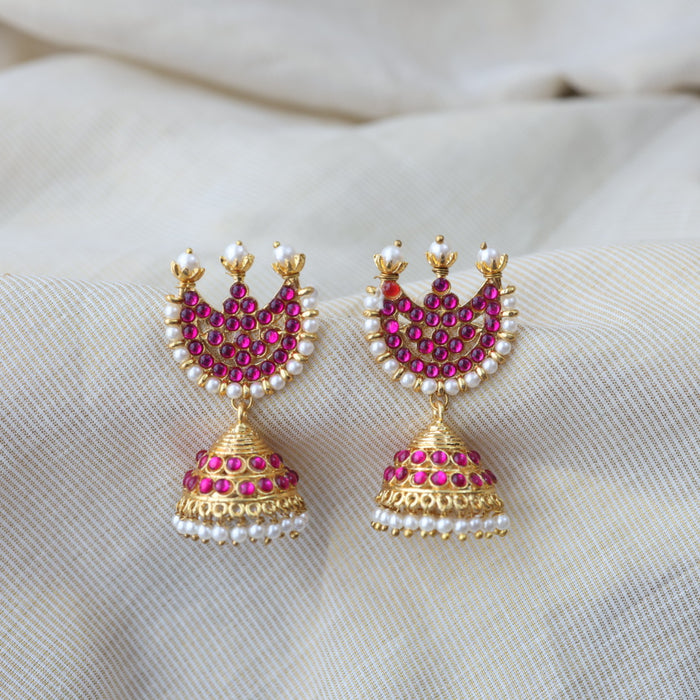 Antique pink stone jumka earrings AJ711