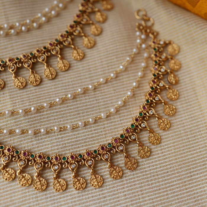 Antique layer gold and pearl mattal ear accessories AM2399