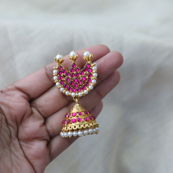 Antique pink stone jumka earrings AJ711