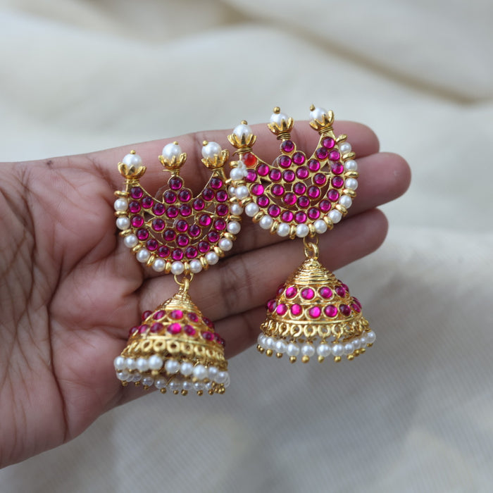 Antique pink stone jumka earrings AJ711