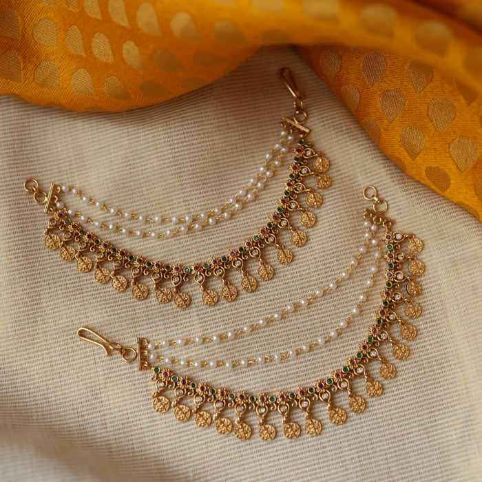 Antique layer gold and pearl mattal ear accessories AM2399