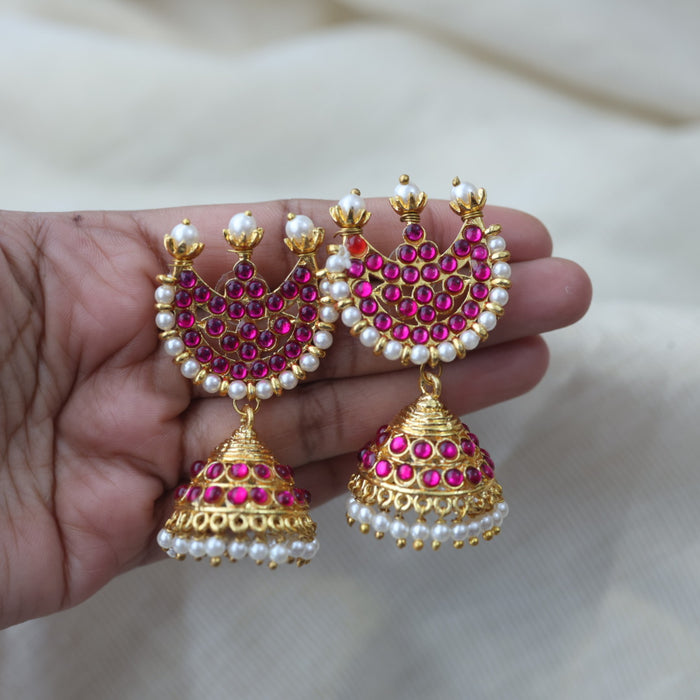 Antique pink stone jumka earrings AJ711