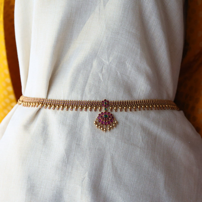 Antique gold ruby stone waistchain AW4567