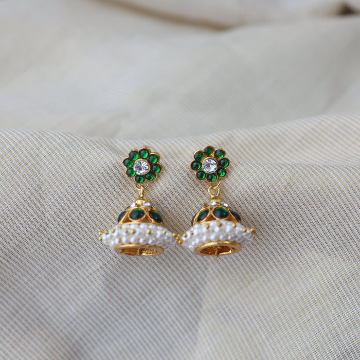 Antique green stone jumka earrings AJ893