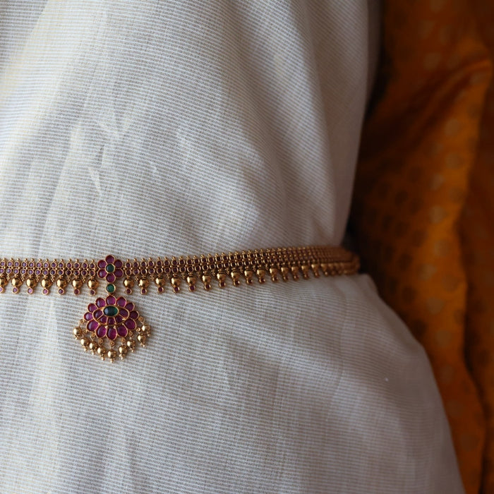 Antique gold ruby stone waistchain AW4567