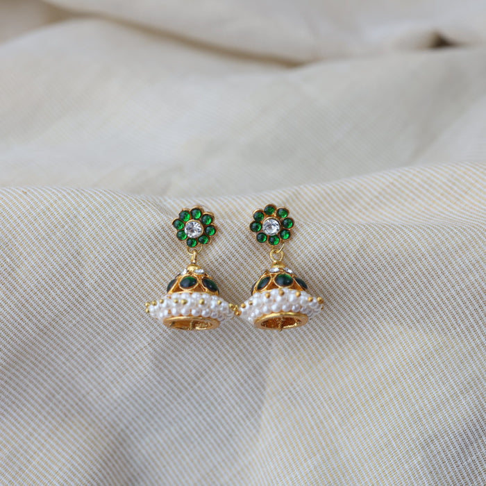 Antique green stone jumka earrings AJ893
