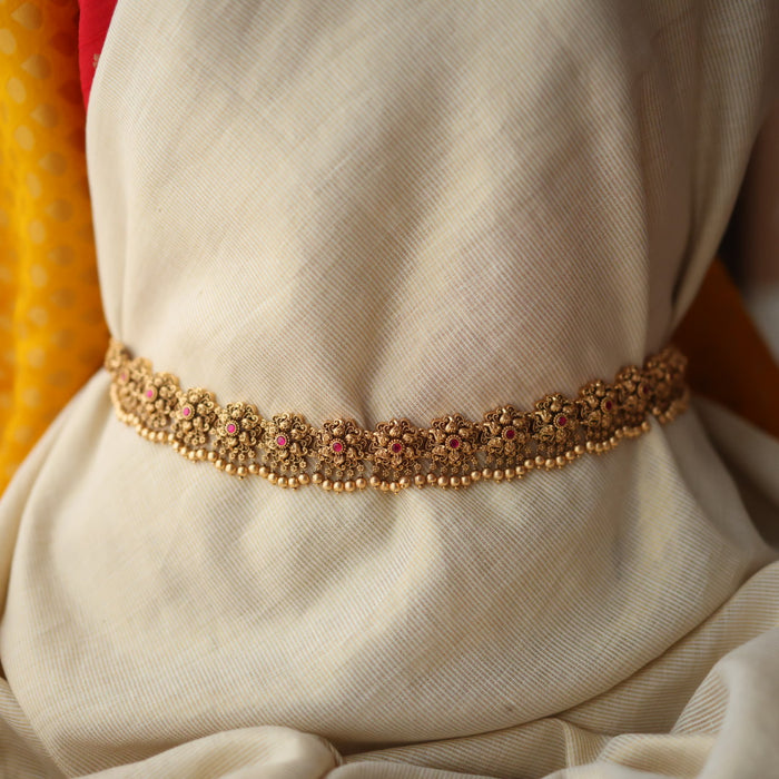 Antique gold temple design waistchain AW55678