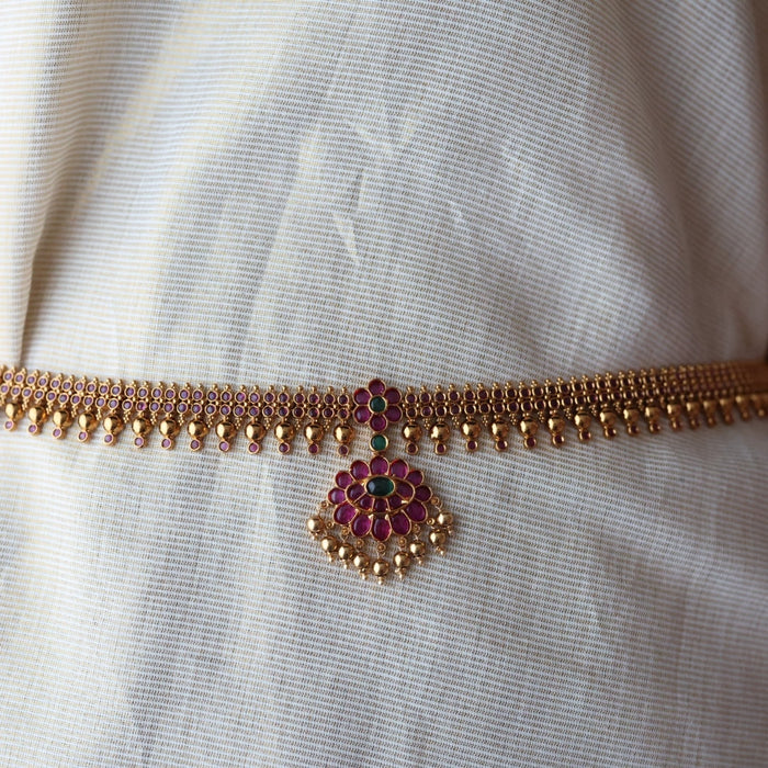 Antique gold ruby stone waistchain AW4567