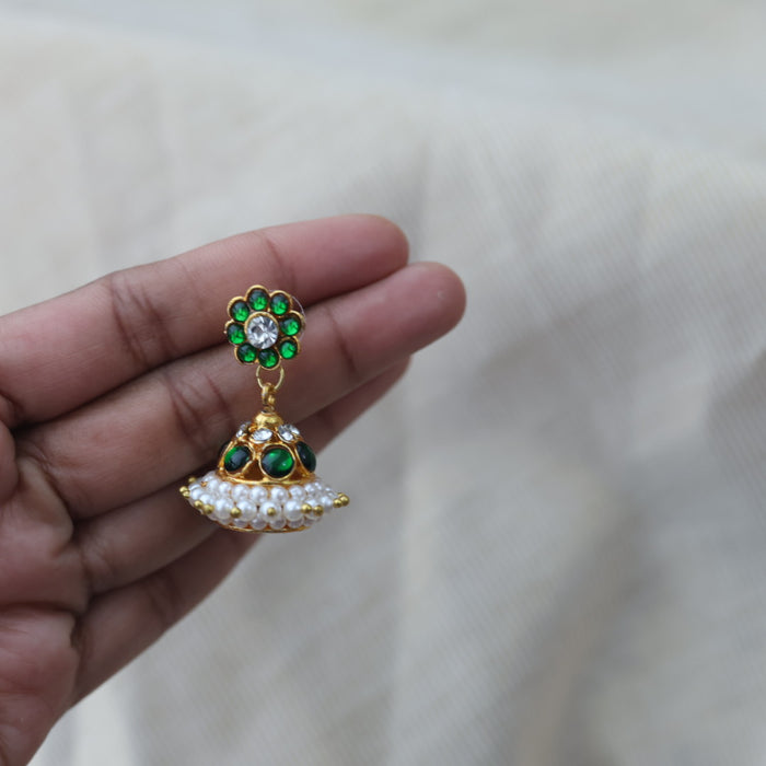 Antique green stone jumka earrings AJ893