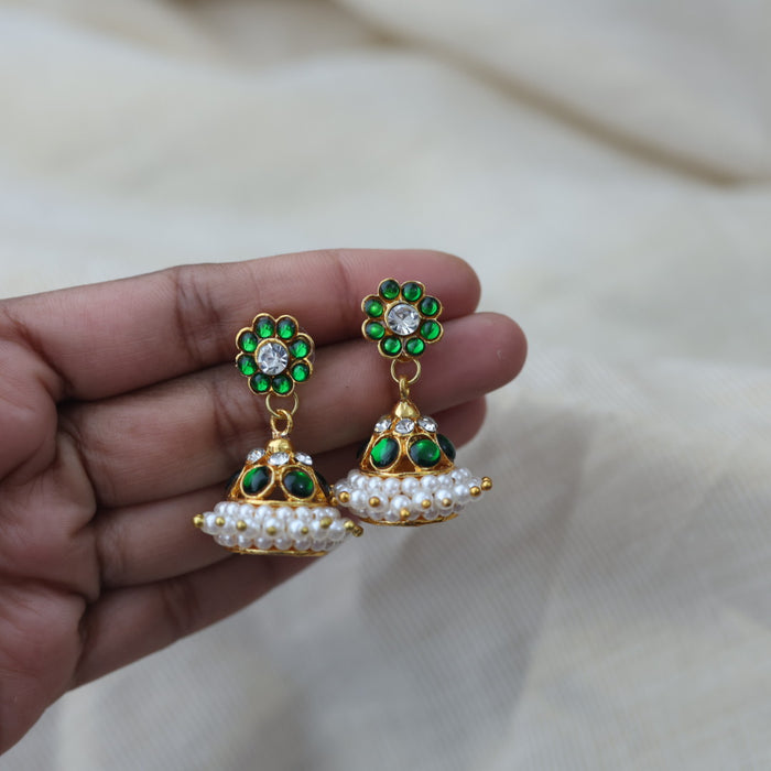 Antique green stone jumka earrings AJ893