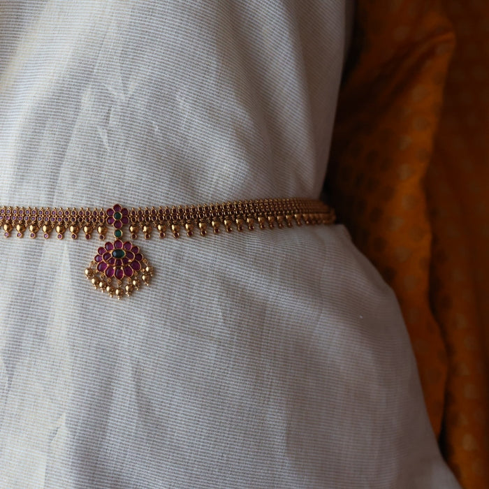 Antique gold ruby stone waistchain AW4567