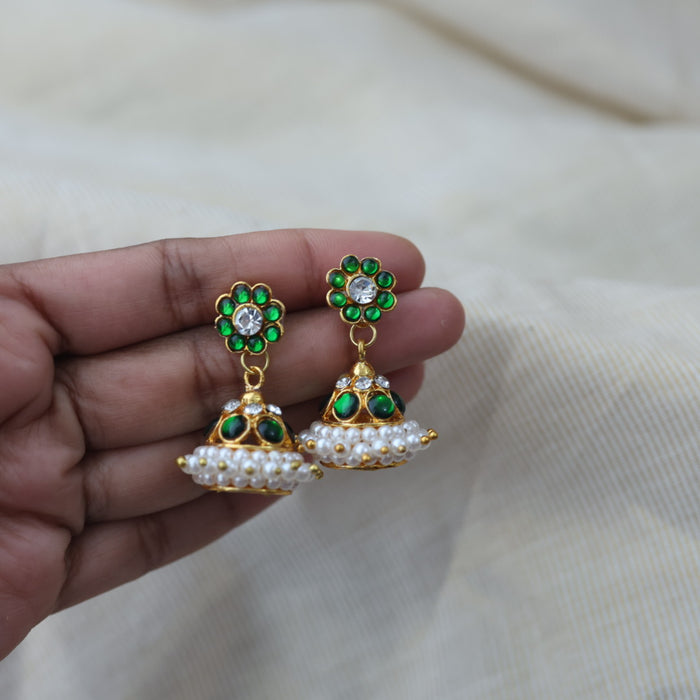 Antique green stone jumka earrings AJ893