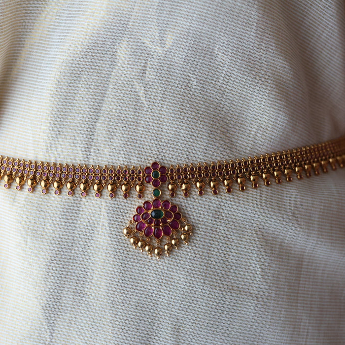 Antique gold ruby stone waistchain AW4567