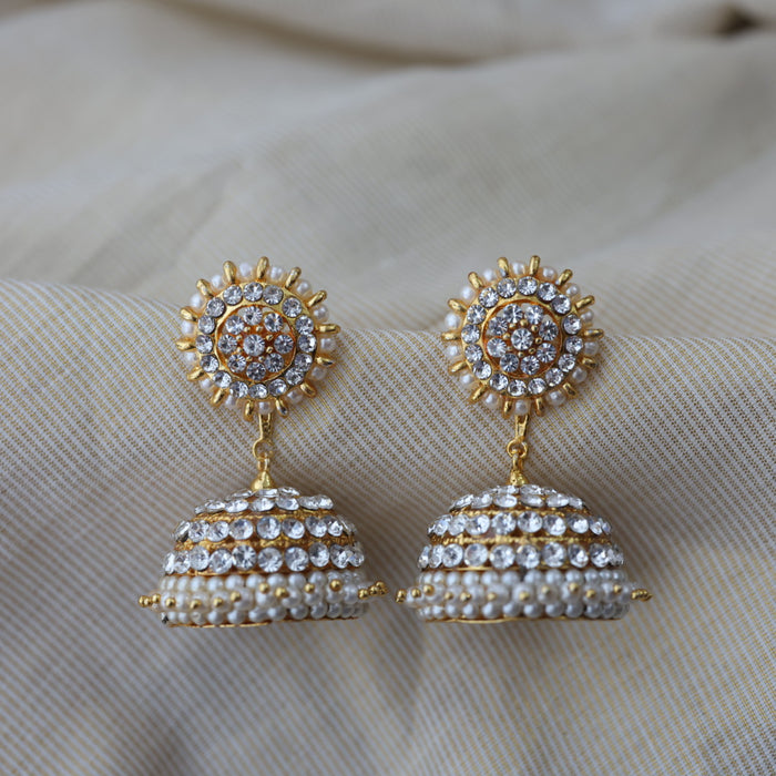 Antique white stone jumka earrings AJ87899