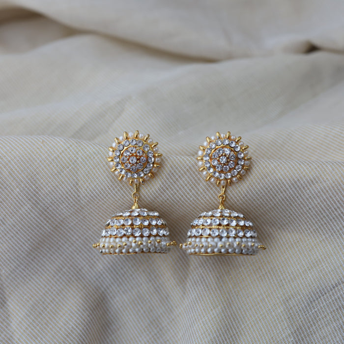 Antique white stone jumka earrings AJ87899