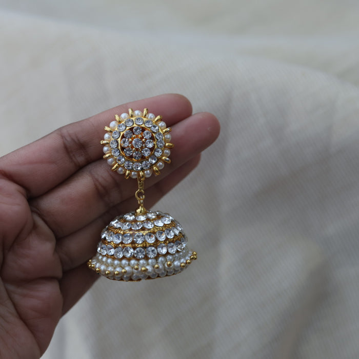 Antique white stone jumka earrings AJ87899