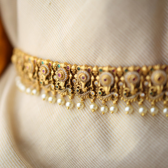 Antique gold temple design waistchain AW55681