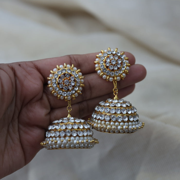 Antique white stone jumka earrings AJ87899