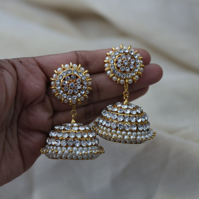 Antique white stone jumka earrings AJ87899