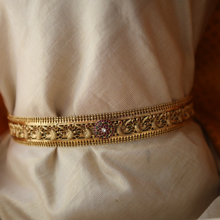 Antique gold temple design traditional waistbelt AW10889