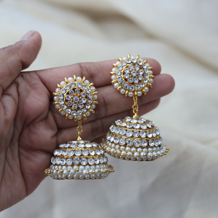 Antique white stone jumka earrings AJ87899