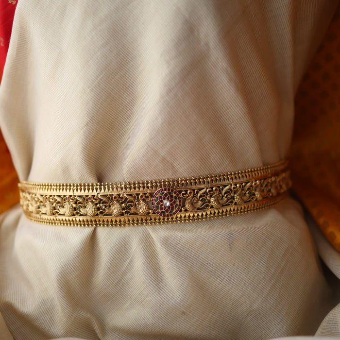 Antique gold temple design traditional waistbelt AW10889