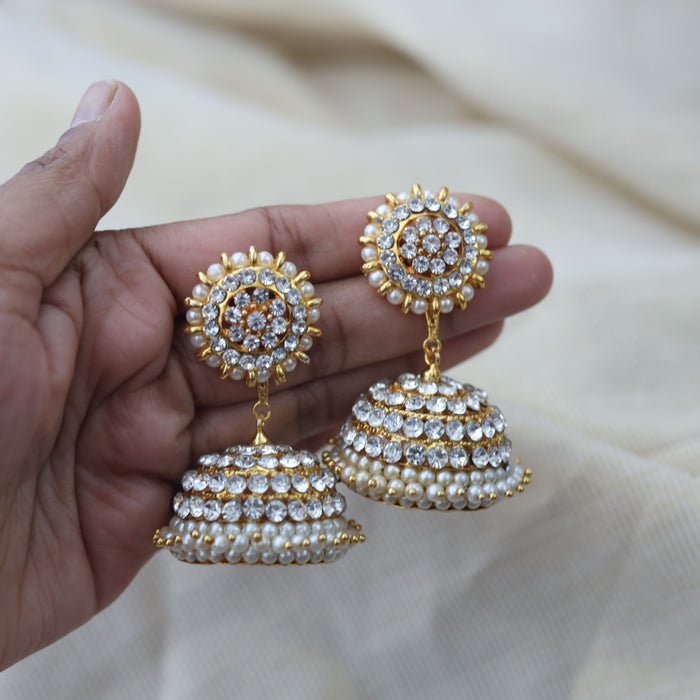 Antique white stone jumka earrings AJ87899
