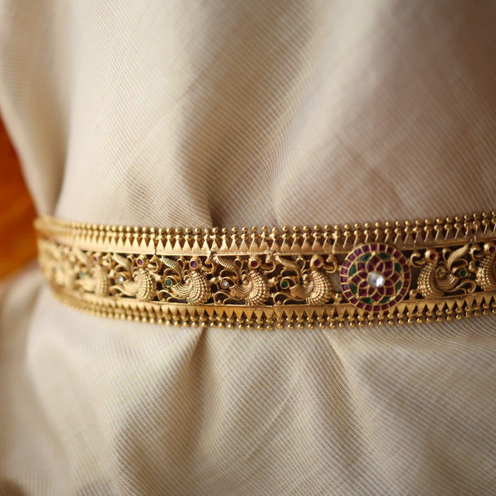 Antique gold temple design traditional waistbelt AW10889