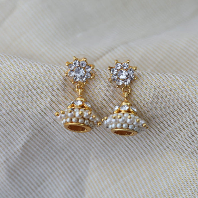 Antique white stone jumka earrings AJ122