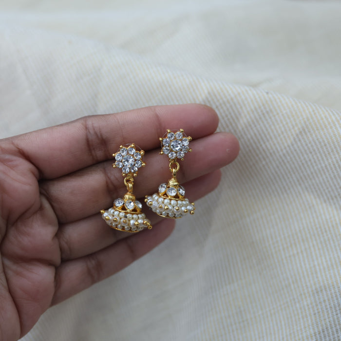 Antique white stone jumka earrings AJ122