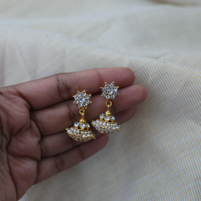 Antique white stone jumka earrings AJ122