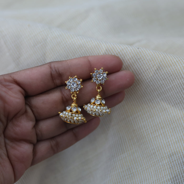 Antique white stone jumka earrings AJ122