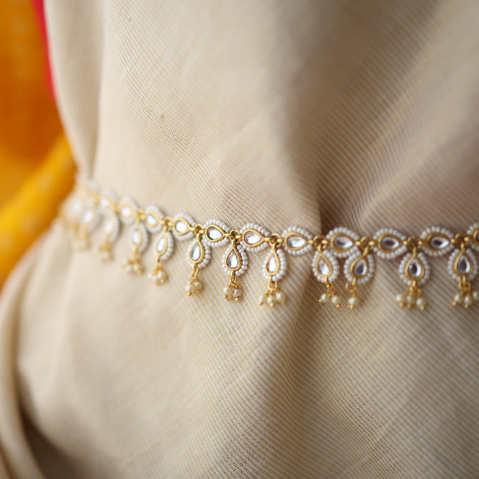 Trendy gold and pearl design waistchain TW10654