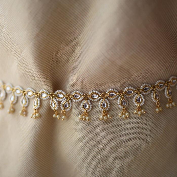 Trendy gold and pearl design waistchain TW10654