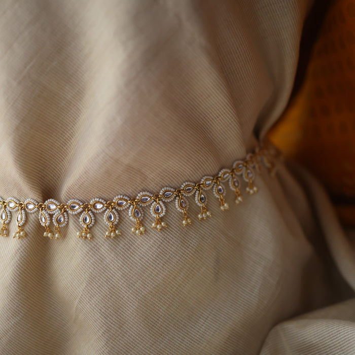 Trendy gold and pearl design waistchain TW10654