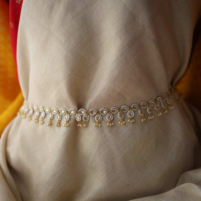 Trendy gold and pearl design waistchain TW10654