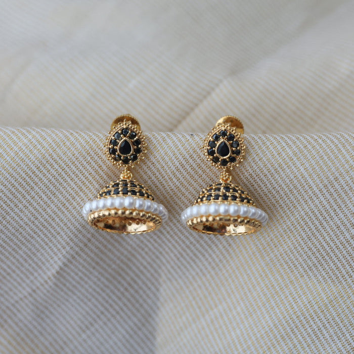 Heritage black stone jumka earrings HJ23122