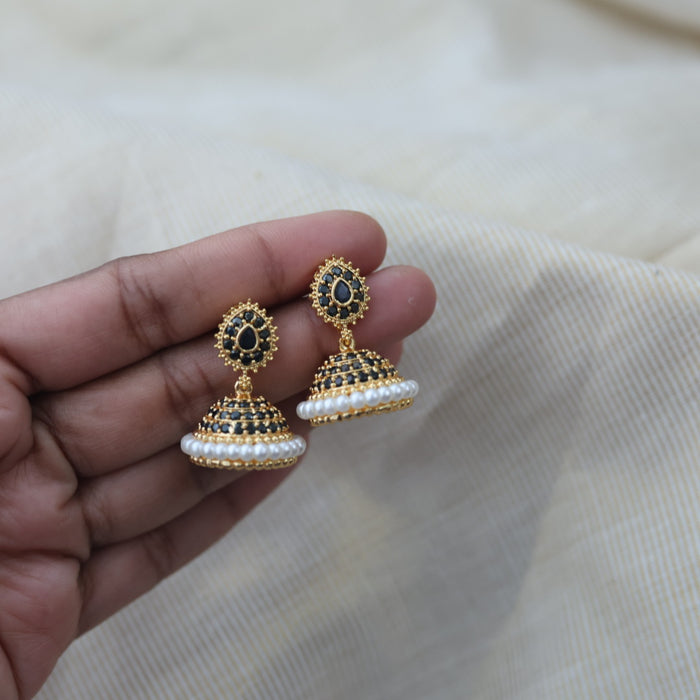 Heritage black stone jumka earrings HJ23122