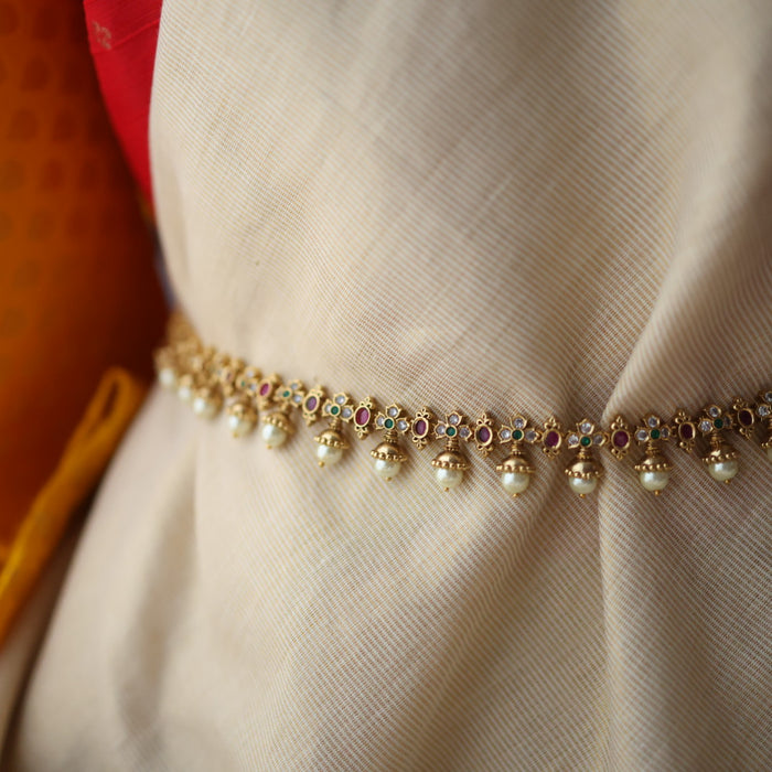 Antique gold waistchain/ long necklace with earrings LL03980