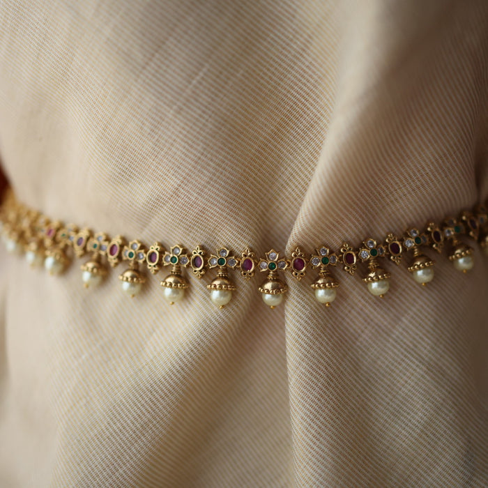 Antique gold waistchain/ long necklace with earrings LL03980