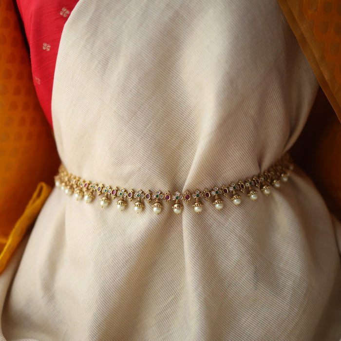 Antique gold waistchain/ long necklace with earrings LL03980