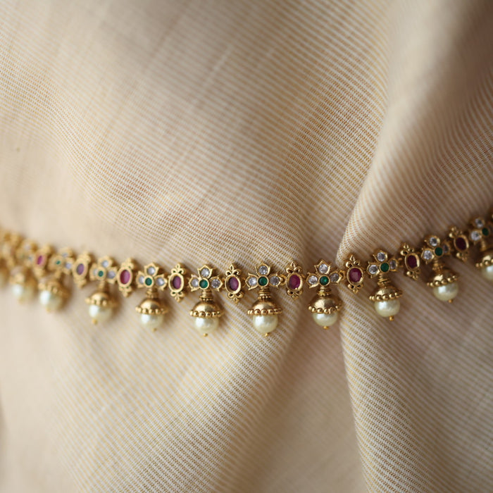 Antique gold waistchain/ long necklace with earrings LL03980