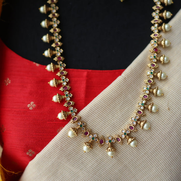 Antique gold waistchain/ long necklace with earrings LL03980