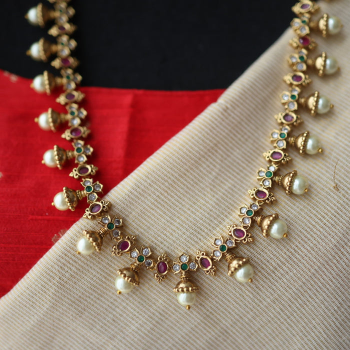 Antique gold waistchain/ long necklace with earrings LL03980
